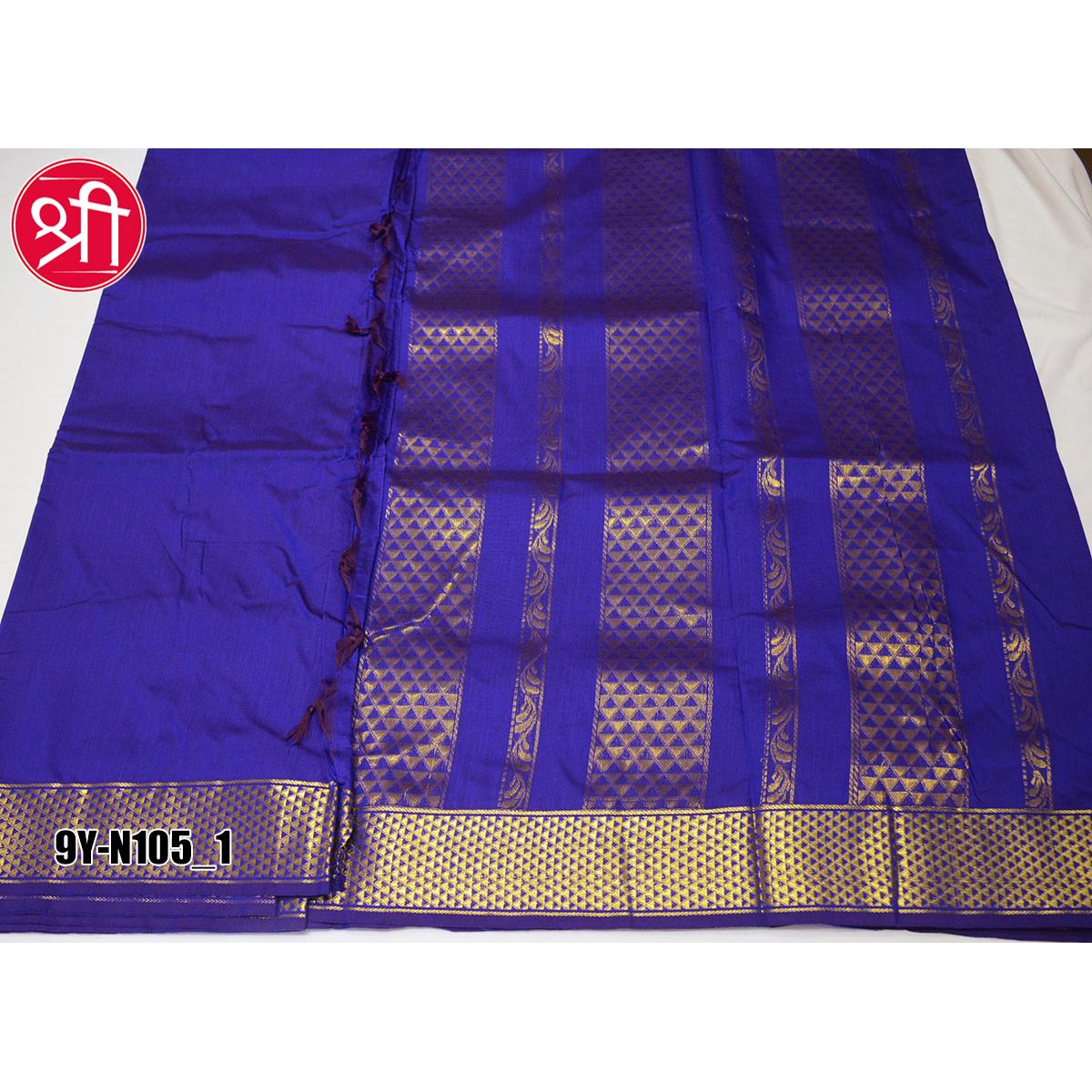 Purple Violet With Kelly Green 10 Yards or Madisar Silks Saree