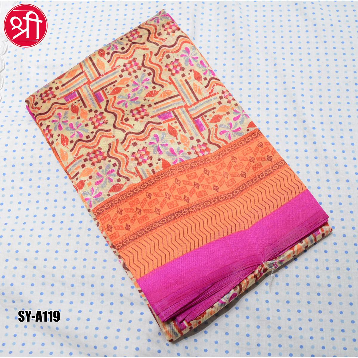 FANCY PRINTED SYNTHETIC SAREE – BSC Fashion